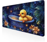 Yellow Mouse Mat, Large Mousepad 900x500x3mm Duck Gaming Mouse Pad, Desk Pad with Stitched Edges, Extended Waterproof Keyboard Mat Non-Slip Rubber Base for Office, Home Desk Accessories for Men D1-124
