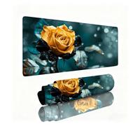 Yellow Mouse Mat Rose Mouse Pad Desk Mat 800x300x3mm, Table Mats, Soft Smooth Surface and Anti-Slip Rubber Base, Improved Precision and Speed, Desk Accessories for Men MacBook, Laptop, Office 0B-263