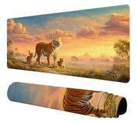 Yellow Mouse Mat Tiger Desk Mat 1000x500x3mm Mouse Pad Large,Waterproof Mousepad with Stitched Edges and Non-Slip Rubber Base Mousemat,Desk Accessories for Men,Work From Home Essentials Gifts J1-343