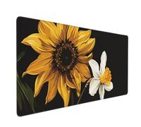 Yellow Mouse Mat xxl Gaming Mouse Pad 1400x600 mm non Slip Desk Mat,Sunflower Extended Large Mousepad Waterproof & Durable & Stitched Edges Keyboard Mat for Home,Office,Gaming Room (56x24 Inch) 2S-213