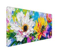 Yellow Mouse Pad Flower Large Mouse Mat 120 x 60cm Desk Mat Large Non-Slip Rubber Base-Smooth Cloth Surface, Durable Stitched Edges Desk Pad for Gaming, Computer, Office Accessories (Yellow) 58735h