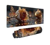 Yellow Mouse Pad Large 36x12x0.12inch, Rose Gaming Mouse Pad Waterproof Desk Mat with 3MM Stitched Edges, Non-Slip Rubber Base Mousepad Computer Accessories for Gaming, PC, Laptop, Office -hjw2601Q0