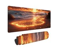 Yellow Mouse Pad Large 48x24x0.12inch, Beach Gaming Mouse Pad Waterproof Desk Mat with 3MM Stitched Edges, Non-Slip Rubber Base Mousepad Computer Accessories for Gaming, PC, Laptop, Office -hjw2601DL