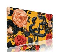Yellow Mouse Pad Large Gaming Keyboard Pads 23.6x11.8x0.12 inch Computer Full Desk Mat Waterproof with Rubber Base Non-Slip xxl Snake Laptop Mat Gaming Accessories with Stitched Edges Office w-1767