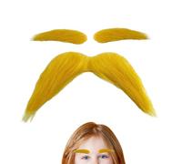 Yellow Moustache and Eyebrows - Funny Self-Adhesive Yellow Holiday Supplies | Christmas Moustache and Eyebrows for Halloween Party Holiday Events Autumn Travel Character Stages Perfo