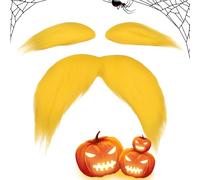 Yellow Moustache and Eyebrows - Self-Adhesive Halloween Cosplay Props, Funny Costume Moustache Beard Hair | For Adults Christmas Easter Party Festival School Theatre Stage Photo Shooti