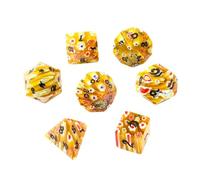 Yellow Murano Glass Dice - Hand-Carved Gemstone Dice D4 D6 D8 D10 D12 D20 Percentile or 7PCS Polyhedral Set for DND & RPG Games(Sevensuit)