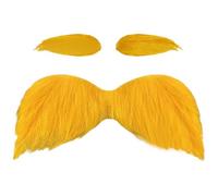Yellow Mustache and Eyebrows, Fake Beard Eyebrows SAdhesive Stick on Mustache Stickers Cosplay Costume Accessories Funny Party Favor for Men