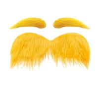 Yellow Mustache and Eyebrows - Fake Halloween Cosplay Props, Realistic Novelty Party Moustache Beard Eyebrows | For Adults Men Women Photo Party Carnival Easter