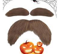 Yellow Mustache and Eyebrows - Fake Halloween Cosplay Props, Realistic Novelty Party Moustache Beard Eyebrows | For Adults Men Women Photo Party Carnival Easter