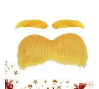 Yellow Mustache and Eyebrows | for Fun Self Adhesive Costumes - Fake Christmas Mustache - Christmas Party Festival Cosplay Scenic Makeup Characters Travel Autumn Bonfire Holiday