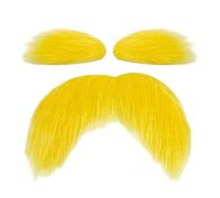 Yellow Mustache and Eyebrows, Funny Party Supplies Self-adhesive - Fake Christmas Mustaches, for Christmas Parties Festival Cosplay Scenic Makeup Characters Travel Autumn Bonfire Holiday