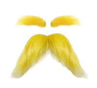 Yellow Mustache And Eyebrows - Funny Self Adhesive,Fake Moustache Lightweight Plush Texture | Christmas Mustaches for Cosplay, Festival, Stage Makeup, Bonfire, Travel, Holiday Party Character Decor