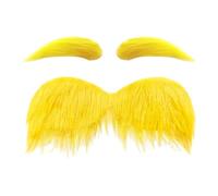 Yellow Mustache And Eyebrows: Halloween Fake Cosplay Props, Realistic Novelty Party Beard Eyebrows And Mustache | For Adults Men Women Photoshoot Party Carnival Easter Christmas