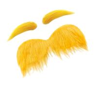 Yellow Mustache and Eyebrows - Halloween Fake Cosplay Props | Realistic Role Play Mustache Costume - for Adults Men Women Photoshoot Party Carnival Easter Christmas Theater Stage