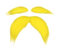 Yellow Mustache and Eyebrows - Self-Adhesive Halloween Cosplay Props - Adults Role Play Beard Eyebrows | for Adults Men Women Photoshoot Party Carnival Easter Christmas Theater Stage