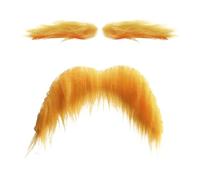 Yellow Mustache and Eyebrows | Yellow Fake Moustache | Realistic Artificial Stick on Mustaches Props | Funny Halloween Costumes Accessories Fake Mustache Beard Eyebrow for Parties & Cosplay