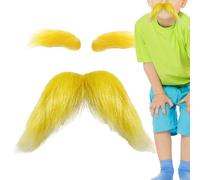 Yellow Mustache & Eyebrows | Funny Party Supplies Self Adhesive Yellow | Fake Christmas Beard - For Halloween Festival Party Events Holiday Autumn Travel Character Theatre Show