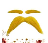 Yellow Mustache - Funny Self Adhesive Costume Accessory | Fake Facials, Realistic Beard Facials for Autumn Parties Events Bonfire Characters Cosplay Makeup Shows Theatre