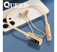 (yellow) Neck-mounted Wireless Bluetooth Headset with Digital Display and Ultra-long Standby Neck-mounted Headset with Ear Return
