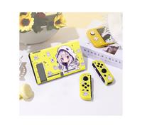 (Yellow, Nintendo Switch) 1 Pcs Ghost Anime Girl Protective Case Bundle with 4pcs Grip Caps For Nintendo Switch OLED