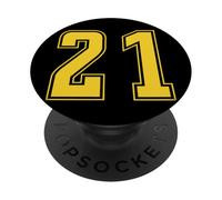 Yellow Number 21 Team Junior Sports Numbered Uniform PopSockets Adhesive PopGrip