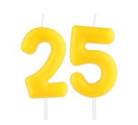 Yellow Number 25 Candles,Macaron 25th Candles, Lemon-Yellow Cake Topper Decorations for Birthday Party Weddings Anniversary Supplies