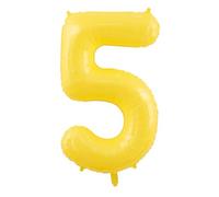 Yellow Number 5 Balloons with Straw 40 Inch Extra Giant Foil Mylar Helium Balloon for Birthday Party Anniversary