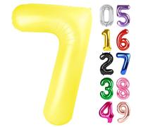 Yellow Number 7 Balloon 40 Inch, 7th Birthday Party Decorations for Children, Giant Glitter 7 Shape Foil Balloon for Party Supplie