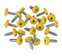 Yellow Numberplate Screws - 50 Pack, 4.8 X 18mm Plastic Enclosed Head Fixings