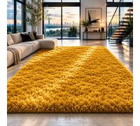(Yellow/Ochre, 120cm x 170cm (4ft x 5ft 8")) Non Slip Rugs Shaggy Fluffy Rugs Runners & Bath Door Mats