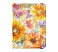 Yellow Oil Painting Feeling Sunflower Leather Passport Holder Covers Case Passport Cover Badge ID Vaccine Card Holder Wallet Ultra Slim, Yellow oil painting feeling sunflower, One Size