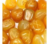 Yellow Onyx Rune Stone Set In Pouch - Mystical Divination & Tarot