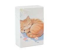 Yellow Orange Cat Cigarette Case Stylish Plastic Cigarette Holder Box for Women Men Portable Crush-Proof Cigarette Organizer
