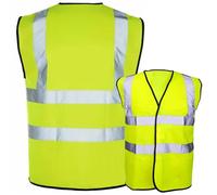 Yellow & Orange Hi Vis Vest High Vis Vests Hi-Vis Jackets High Visibility Safety Vest Reflective Hivisible PPE Hi Viz Security Vests Workwear Cycling Mens Womens (Pack of 5) (Hi Viz Yellow, Large)