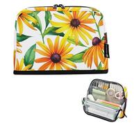 Yellow Orange Rudbeckia Daisies Floral Pencils Pouch Zipper Pencil Case Big Pencil Storage Bag Classroom Pen Bag Boys Funny Stationery Kids Back to School Supply