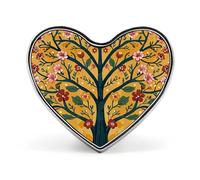 Yellow Orange Tree of Life Snowflakes And Christmas Trees Lapel Pin - Heart Shape Brooch Pins for Men & Women Suit Accessories, 1" Lightweight Enamel Lapel Pins Buttons for Backpacks, Hats, Bags, Lany