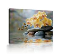 Yellow Orchids Flower Canvas Wall Art Calm Water Zen Canvas Painting Artwork for Living Room Spa Home Study Bedroom Decor 45x60cm Innerframe