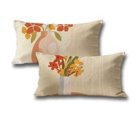 Yellow Outdoor Cushions Covers 50 x 100 Sofa Cushions, Flowers Breathable Velvet Rectangle Cushion Covers Autumn Decorations Pillow Cases 2 Pack, with Zipper, for Room Halloween Decorations q-494