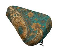 Yellow Paisley Pattern Bike Seat Cover for Men Women Water Repellent Exercise Bike Seat Cushion Adjustable Bicycle Seat for Outdoor Biking