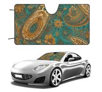 Yellow Paisley Pattern Car Windshield Sun Shade Keep Car Interior Cool 51"x28" Folding Front Window Sun Shade, Heat Shield for SUV, Truck, Blocks UV