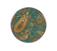 Yellow Paisley Pattern Fridge Sticker Funny Fridge Magnets Novelty Round Fridge Magnets Reusable for Whiteboard, Locker, Kitchen, Office- Strong Decor Magnetic Stickers