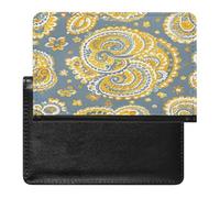 Yellow Paisley Pattern Passport Holder with Card Slots Portable Passport Cover Compact Waterproof Passports Protector
