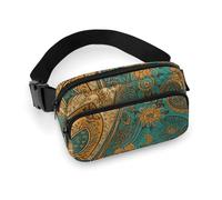Yellow Paisley Pattern Printed Fanny Pack Fanny Packs for Women Men,Crossbody Bag Large Chest Bag with Adjustable Strap for Outdoors Workout Traveling Casual Running, Yellow Paisley Pattern, 20x13cm
