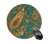Yellow Paisley Pattern Round Mouse Pad Smooth Glide Gaming Mousepad Extra Density Portable Comfortable Mouse Mat for Desk, Home, Office 7.8x7.8 Inches