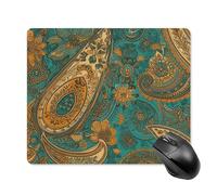 Yellow Paisley Pattern Square Mouse Pad Portable Computer Mousepad with Non-Slip Rubber Base 18 * 22cm Ultra-Thin Gaming Mouse Mat for Computer Laptop Office Desk Accessories
