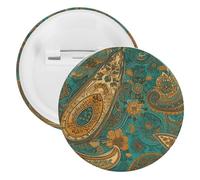 Yellow Paisley Pattern Tinplate Badge Personalized Round Brooch Large Craft Button Suitable for Teachers, Nurses, Doctors, Staff, Party Gift Accessories, 5PCS, Plastic, plastics