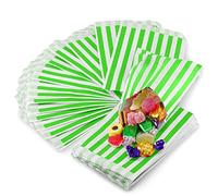 Yellow Paper Sweet Bags 5 x 7” | REALUS 200pk Small Empty Sweets Bag | MADE IN BRITAIN | Retro Candy Stripe Sweetie Bags - Perfect for Kids Party, Pic n Mix Shop, Wedding Favours, Popcorn