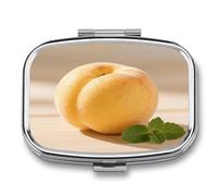 Yellow Peach Pill Box 2-Compartment Portable Travel Square Pill Case Daily Pill Holder with Store Vitamins Pocket Medicine Organizer for Office Home Fish Oil