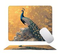 Yellow Peacock Mouse Mat 40 x 30 cm Ultra Thin, with Stitched Edges Office Mouse Pad, Non-Slip Rubber Base, Waterproof & Washable, Desk Accessories, Aesthetic Design Mousepad 400x300mm s0z-265